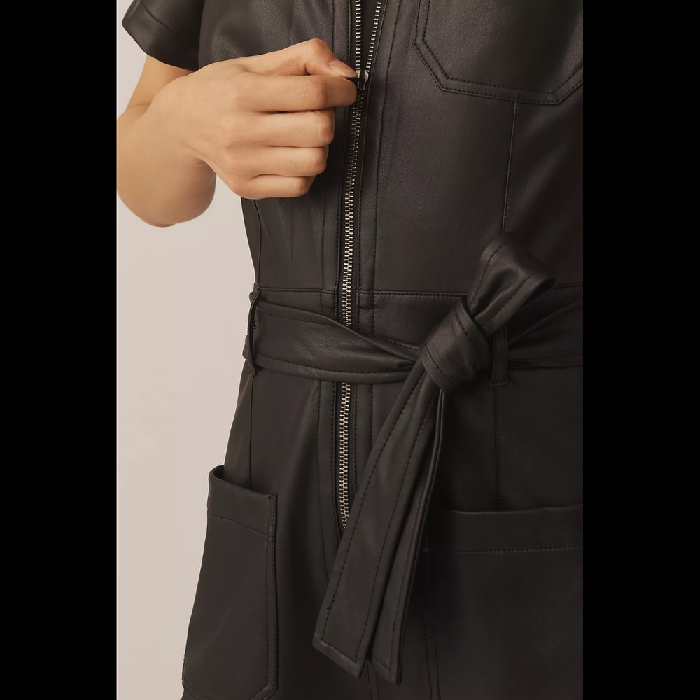 Anthropologie The Colette Weekend Jumpsuit by Maeve: Faux-Leather Edition - Picture 2 of 16